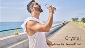  Presentation with water sports - Presentation theme with hispanic-sports-man-wearing-workout background and a soft green colored foreground