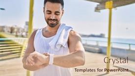  Presentation with workout - Slide deck with hispanic-sports-man-wearing-workout background and a  colored foreground