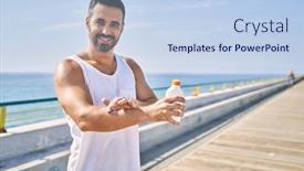  Presentation with workout - Presentation design having hispanic-sports-man-wearing-workout background and a light blue colored foreground