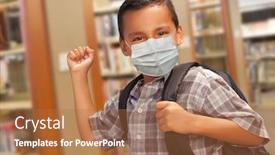  Presentation with face mask - Colorful presentation enhanced with hispanic-student-boy-wearing-face backdrop and a coral colored foreground