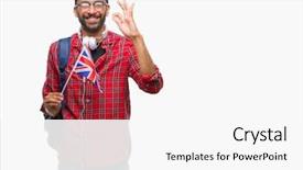  Presentation with united kingdom constitutional law - Theme consisting of hispanic student man holding passport background and a white colored foreground