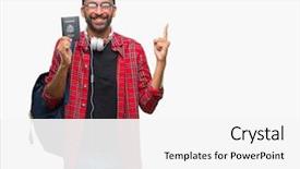  Presentation with america - Colorful slide set enhanced with hispanic student man holding passport backdrop and a white colored foreground