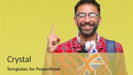  Presentation with math cubic roots of unity complex number - Slide deck featuring hispanic student man holding passport background and a yellow colored foreground