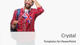  Presentation with student healhty - PPT theme consisting of hispanic student man holding passport background and a white colored foreground