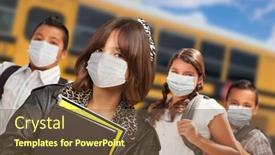  Presentation with medical students - Beautiful PPT layouts featuring hispanic-students-near-school-bus backdrop and a tawny brown colored foreground