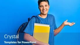  Presentation with student - Colorful presentation enhanced with hispanic-teenager-boy-wearing-student backdrop and a ocean colored foreground