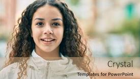  Presentation with hispanic - Presentation design consisting of hispanic-teenager-girl-smiling-happy background and a coral colored foreground