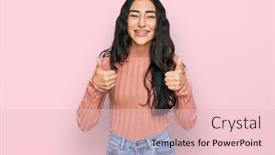  Presentation with dental - Cool new PPT theme with hispanic-teenager-girl-with-dental backdrop and a lemonade colored foreground