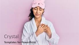  Presentation with sleep health - Colorful presentation theme enhanced with hispanic-teenager-girl-with-dental backdrop and a lemonade colored foreground