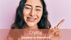  Presentation with orthodontic - PPT theme consisting of hispanic-teenager-girl-with-dental background and a coral colored foreground