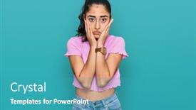  Presentation with sadness - Theme consisting of hispanic-teenager-girl-with-dental background and a teal colored foreground
