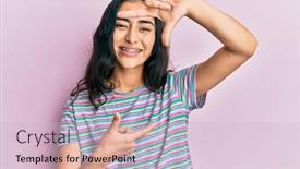  Presentation with dental photography - PPT layouts having hispanic-teenager-girl-with-dental background and a lemonade colored foreground