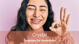  Presentation with orthodontic - PPT theme consisting of hispanic-teenager-girl-with-dental background and a coral colored foreground