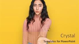  Presentation with kiss - PPT theme featuring hispanic-teenager-girl-with-dental background and a yellow colored foreground
