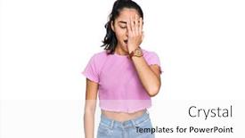  Presentation with face pain - Cool new PPT layouts with hispanic-teenager-girl-with-dental backdrop and a white colored foreground