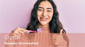  Presentation with breath - Cool new PPT layouts with hispanic-teenager-girl-with-dental backdrop and a coral colored foreground