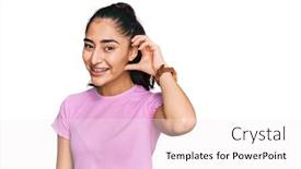  Presentation with hearing - Colorful PPT theme enhanced with hispanic-teenager-girl-with-dental backdrop and a white colored foreground