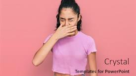  Presentation with health-care - Colorful PPT layouts enhanced with hispanic-teenager-girl-with-dental backdrop and a coral colored foreground