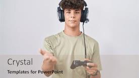  Presentation with controller - Slides consisting of hispanic-teenager-playing-video-game background and a  colored foreground