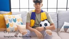  Presentation with attitude - PPT theme enhanced with hispanic-teenager-sitting background and a coral colored foreground