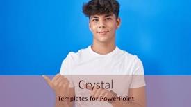  Presentation with blue - Theme having hispanic-teenager-standing-over-blue background and a coral colored foreground
