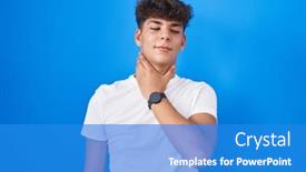  Presentation with infection - Slide deck featuring hispanic-teenager-standing-over-blue background and a teal colored foreground
