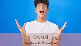  Presentation with yelling - Slides featuring hispanic-teenager-standing-over-blue background and a coral colored foreground