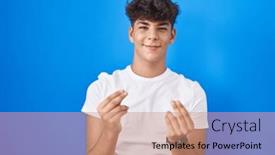  Presentation with salary - Slides featuring hispanic-teenager-standing-over-blue background and a coral colored foreground