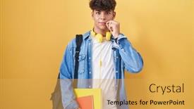  Presentation with lips mouth - PPT layouts enhanced with hispanic-teenager-wearing-student-backpack background and a yellow colored foreground