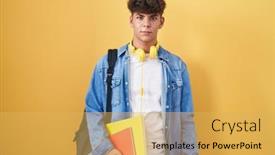  Presentation with backpack - Slide set enhanced with hispanic-teenager-wearing-student-backpack background and a  colored foreground