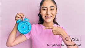  Presentation with dental - Presentation theme having hispanic-teenager-with-dental-braces background and a lemonade colored foreground