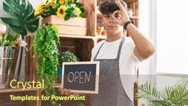  Presentation with working - PPT layouts featuring hispanic-teenager-working-at-florist and a tawny brown colored foreground
