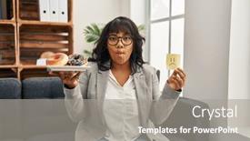  Presentation with eating disorder - Presentation design with hispanic-therapist-woman-working background and a gray colored foreground