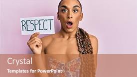  Presentation with respect - Colorful slide deck enhanced with hispanic-transgender-man-wearing-make backdrop and a coral colored foreground