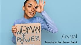  Presentation with transgender - Beautiful PPT theme featuring hispanic-transgender-man-wearing-make backdrop and a light blue colored foreground