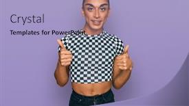  Presentation with transgender - Theme enhanced with hispanic-transgender-man-wearing-make background and a light blue colored foreground