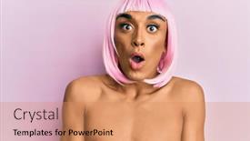  Presentation with transgender - Amazing PPT theme having hispanic-transgender-man-wearing-make backdrop and a coral colored foreground