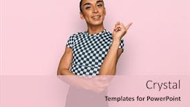  Presentation with long hair man - Colorful presentation theme enhanced with hispanic-transgender-man-wearing-make backdrop and a lemonade colored foreground