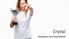  Presentation with award winner - Presentation having hispanic winner woman celebrating award background and a white colored foreground