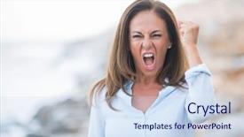  Presentation with beautiful hispanic woman - Slide set enhanced with hispanic woman at the sea background and a  colored foreground