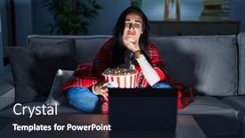  Presentation with infection - Presentation enhanced with hispanic-woman-eating-popcorn-watching background and a wine colored foreground