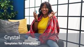  Presentation with asthma - Slide deck having hispanic-woman-holding-medical-asthma background and a dark gray colored foreground