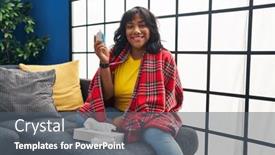  Presentation with asthma - PPT theme with hispanic-woman-holding-medical-asthma background and a gray colored foreground