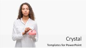  Presentation with rbi bank - PPT theme having hispanic woman holding piggy bank background and a  colored foreground