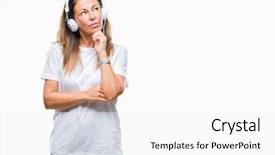  Presentation with listening woman - Colorful slide set enhanced with hispanic woman listening to music backdrop and a  colored foreground