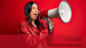  Presentation with protest - Audience pleasing PPT theme consisting of hispanic-woman-shouting-angry backdrop and a crimson colored foreground