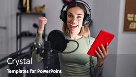  Presentation with hispanic - Slide deck enhanced with hispanic-woman-singing-song-using background and a dark gray colored foreground