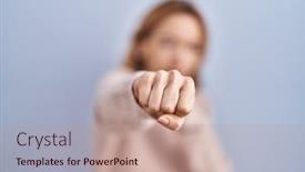  Presentation with violence woman - Presentation theme enhanced with hispanic-woman-standing-over-blue background and a coral colored foreground