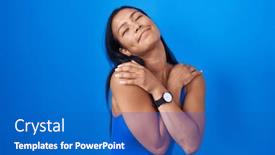  Presentation with self love - Slide set consisting of hispanic-woman-standing-over-blue background and a teal colored foreground