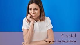  Presentation with anxiety - Slides with hispanic-woman-standing-over-blue background and a coral colored foreground